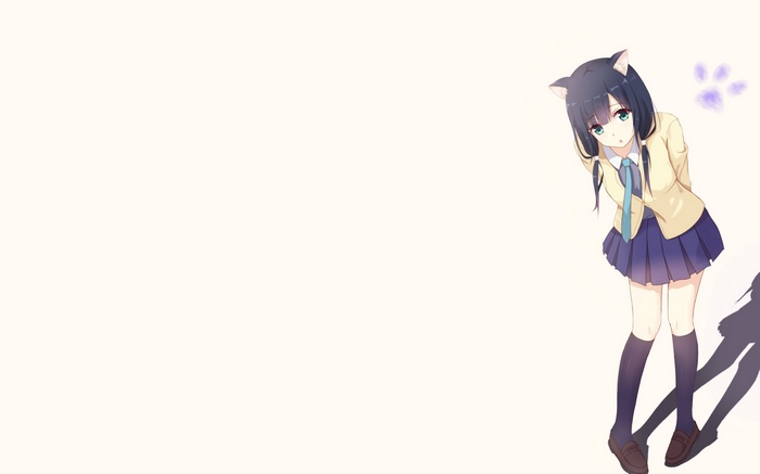 Anime girl with cat ears and school uniform