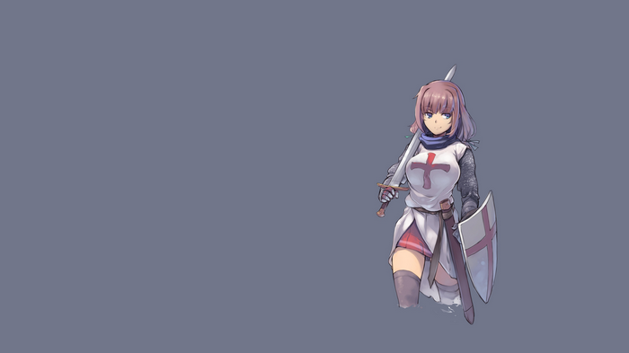 Anime Knight Girl with Sword and Shield