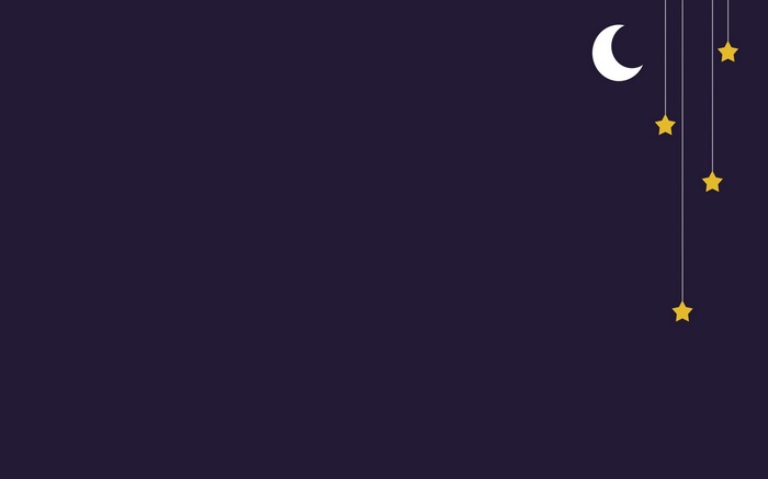 Minimalist night sky with moon and stars