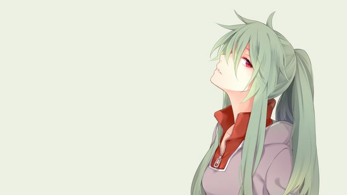 Kido Tsubomi with green hair and red eyes