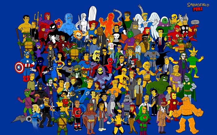 Wolverine, Silver Surfer, Master Chief, cartoon, Wonder Woman, Venom, Dr. Octopus, Thor, Hulk, Spider-Man, The Simpsons, Fantastic Four, The Punisher, He-Man, Catwoman, Daredevil, James Bond, Teenage Mutant Ninja Turtles, Superman