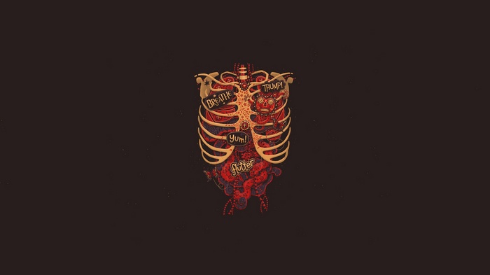 Artwork of a ribcage with internal organs