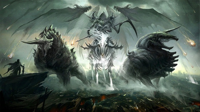 angel, creature, death, Death Knight, fantasy art, wings