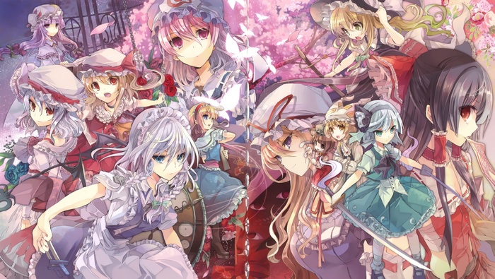 Touhou Project Characters in a Floral Setting