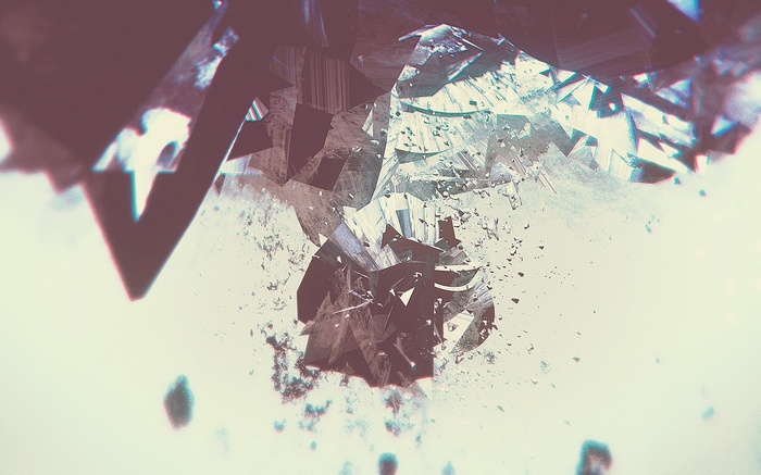 Abstract digital art of shattering geometric shapes