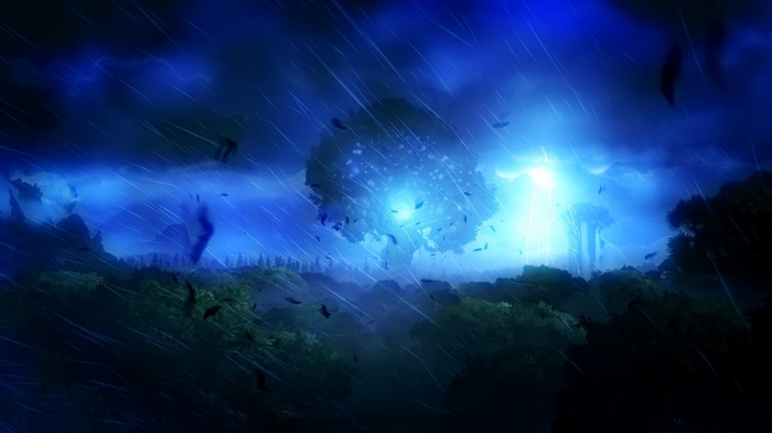 Ori and the Blind Forest storm with lightning