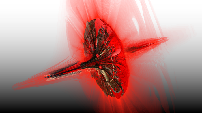 Abstract red fractal with metallic texture