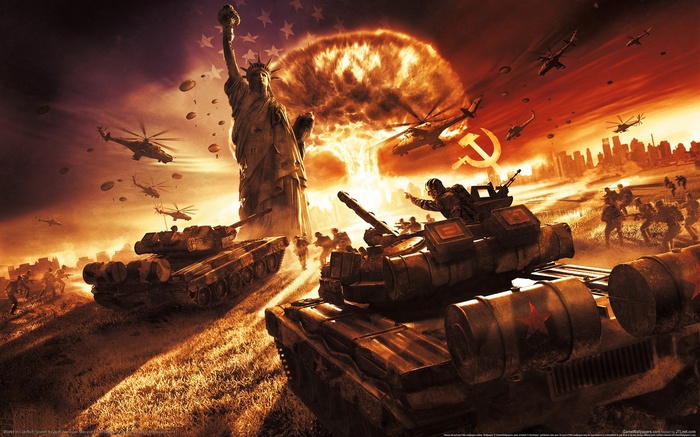 war, Soviet Union, USSR, helicopters, statue, nuclear, tank, World War III, aircraft, explosion, world in conflict, military aircraft, Soviet Army, Statue of Liberty, soldier, video games