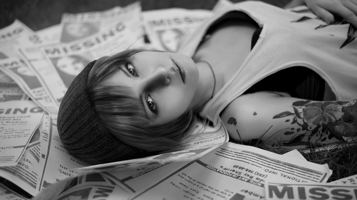 Chloe Price lying on missing person posters