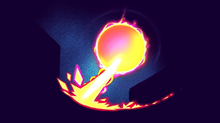 Abstract digital art with glowing orb and energy beam