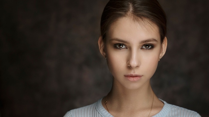Elena Aksenova with brown eyes and nose ring