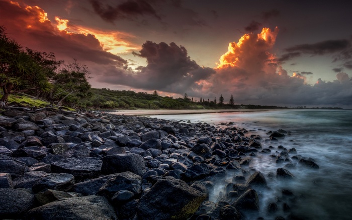 Dramatic Sunset Over Rocky Australian Coastline