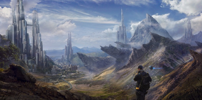 Byzwa Dher futuristic city artwork