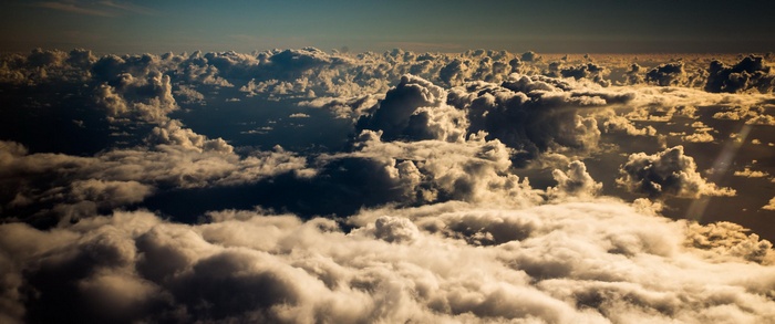 Aerial view of clouds at sunset