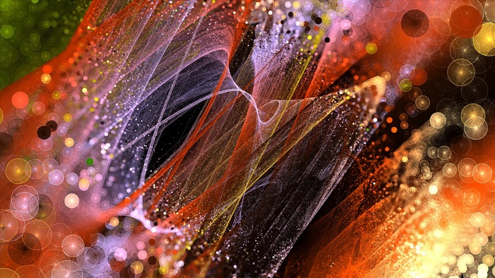 Abstract colorful digital art with circles and light streaks