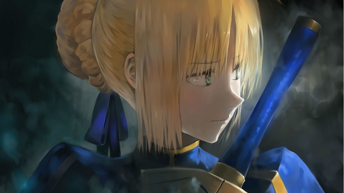 Saber from Fate Series holding a sword