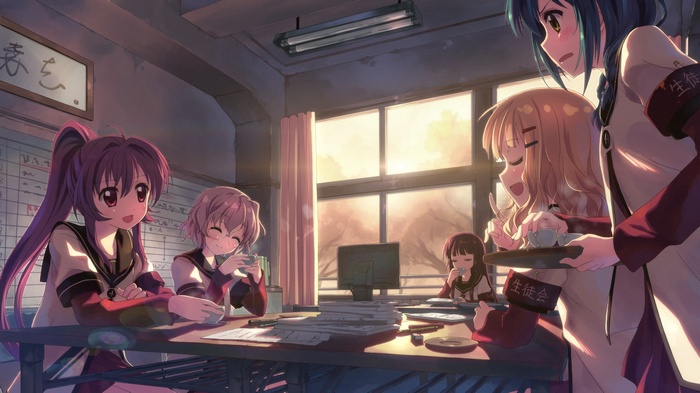 Yuru Yuri: Schoolgirls in a Classroom
