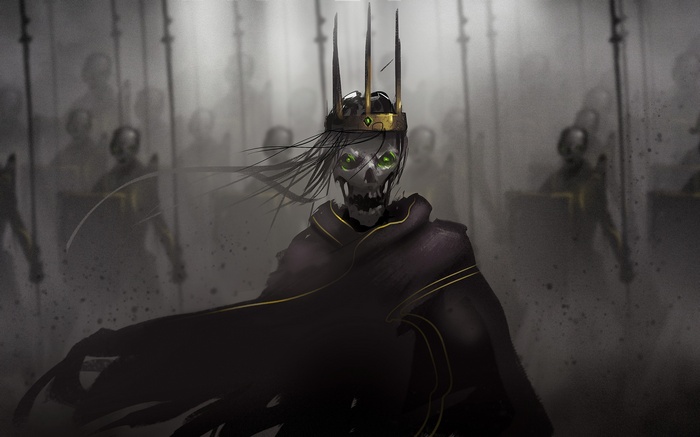 Skeleton King with Crown and Army