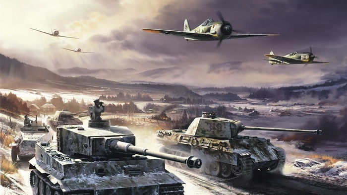 German tanks and Focke-Wulf aircraft in World War II