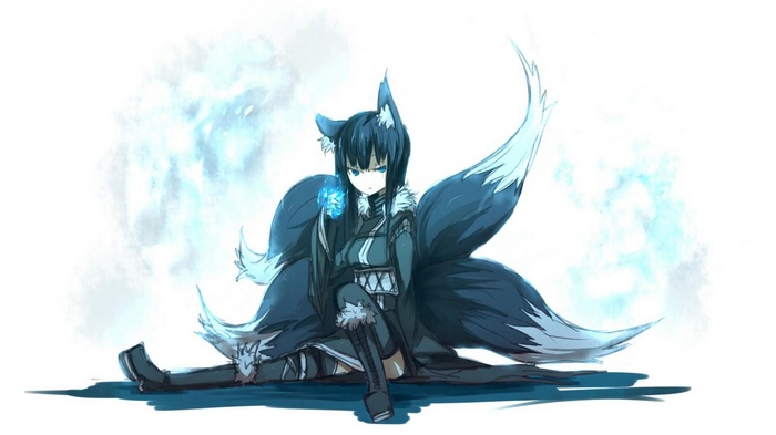 Kitsunemimi girl with blue energy