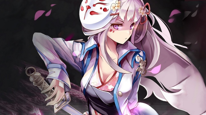 Anime girl with mask and sword