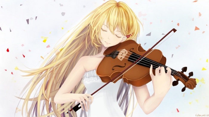 Miyazono Kaori playing the violin