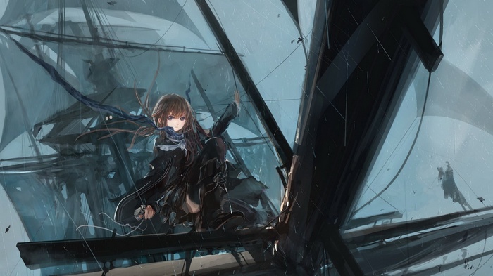Pixiv Fantasia: Girl on a Rainy Ship