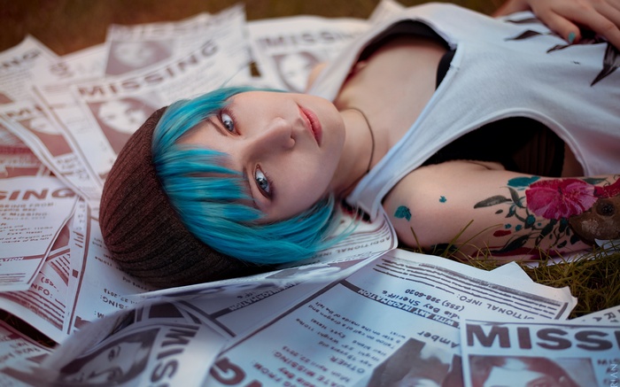 Chloe Price lying on missing person posters