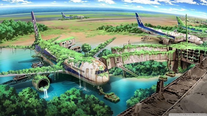 sky, anime, landscape