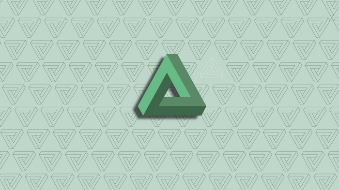 Penrose triangle pattern with a central green triangle