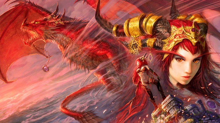 Alexstrasza the Dragon Queen and her dragon