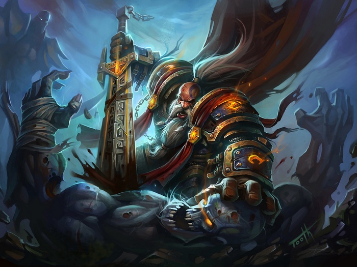 World of Warcraft Dwarf Paladin with Giant Sword