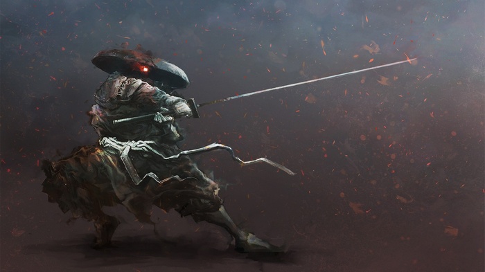 Samurai warrior with katana in digital art