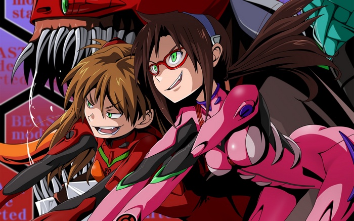 Asuka Langley Soryu and Makinami Mari in Evangelion Units