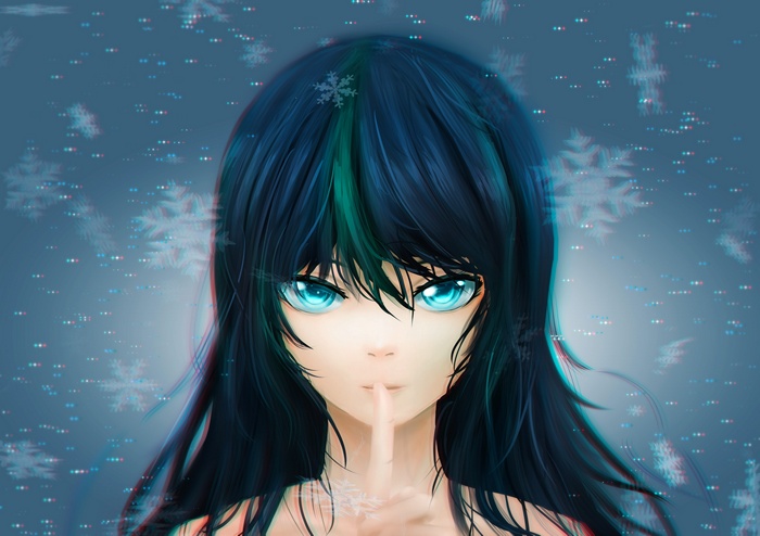 Anime girl with blue eyes and dark hair