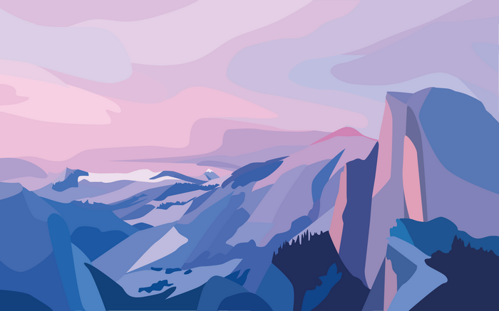 Minimalist mountain landscape at sunrise