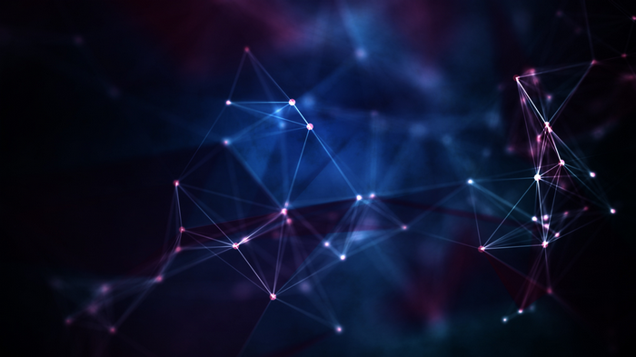 Abstract digital art with glowing geometric network