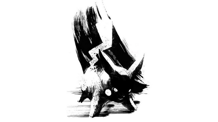 Pikachu ink brush painting