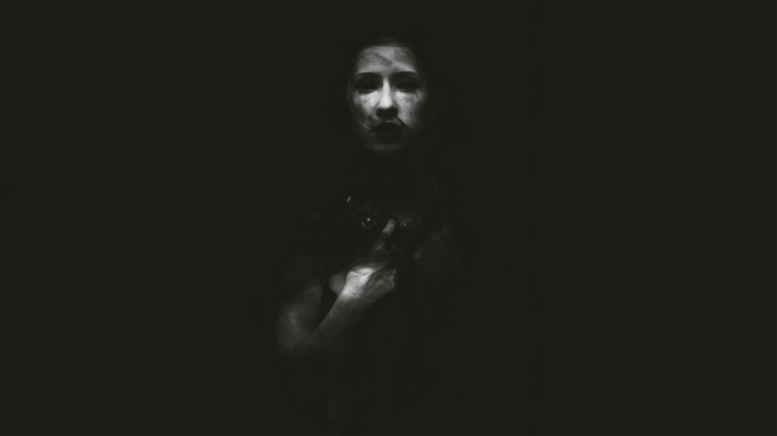 Monochrome horror portrait of a woman