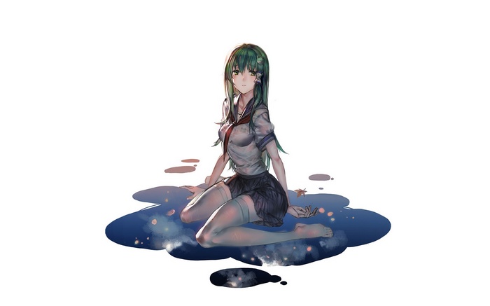 Kochiya Sanae from Touhou in a school uniform