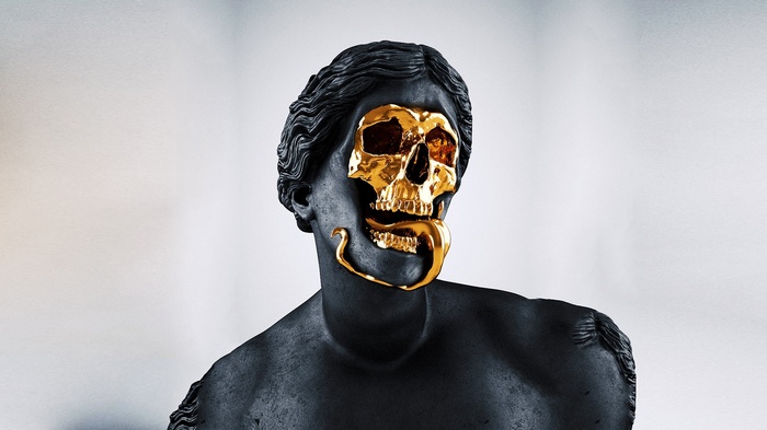 artwork, statue, sculpture, gold, skull, Roman, marble, Greek
