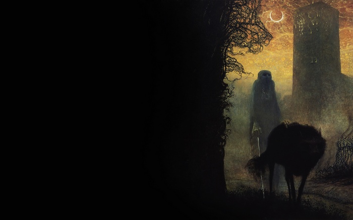 Zdzisław Beksiński's Grim Reaper with a Wolf