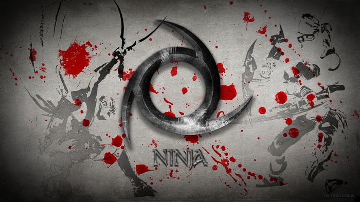 Final Fantasy XIV Ninja Logo with Blood Splatter