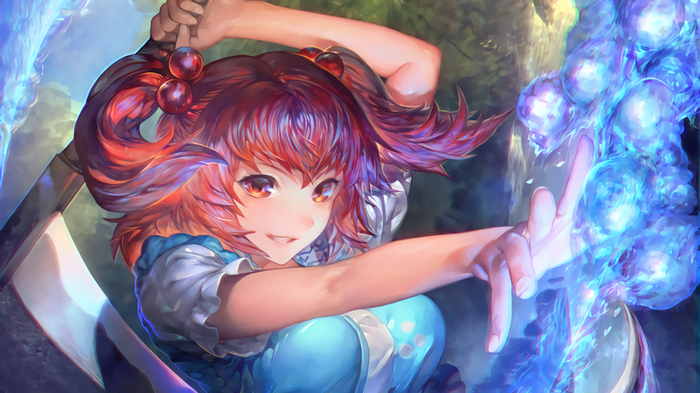 Onozuka Komachi from Touhou with red hair and blue dress