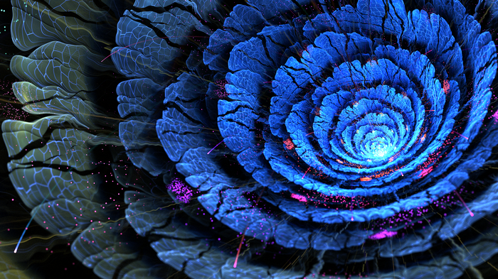 Blue fractal flower with pink sparks