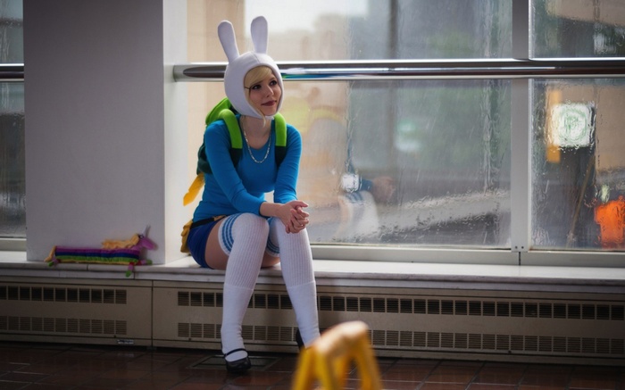 Fionna the Human Cosplayer Sitting by Window