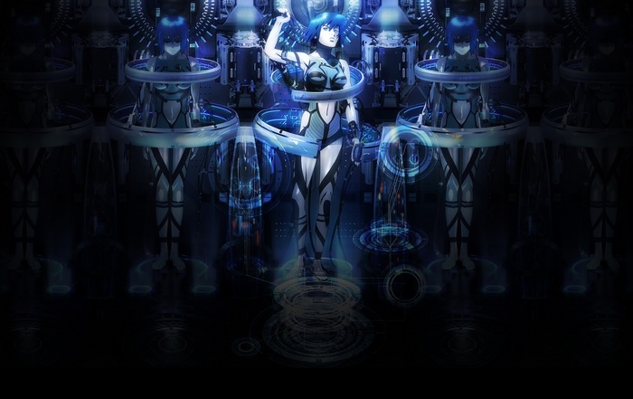 Ghost in the Shell: Motoko Kusanagi in futuristic pods