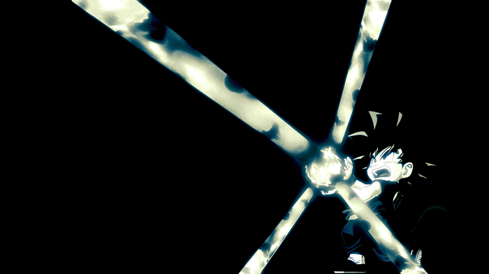 Son Goku charging a Kamehameha
