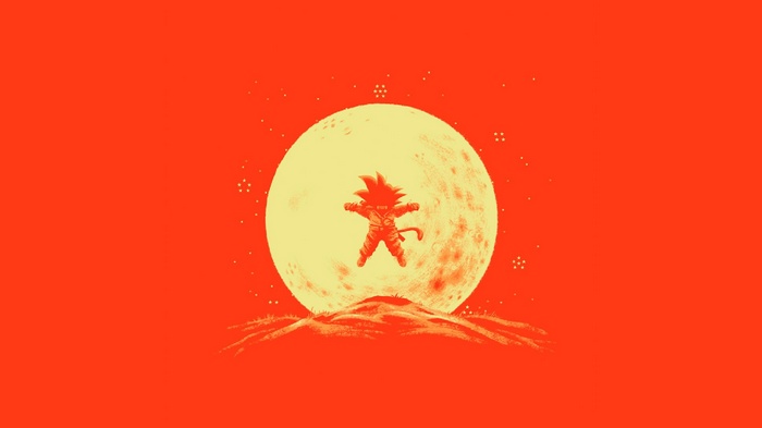 Kid Goku in front of the Moon - Dragon Ball Z