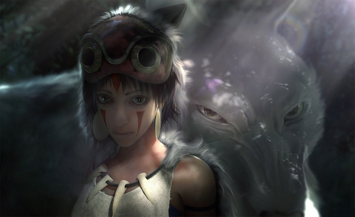 Princess Mononoke and a wolf